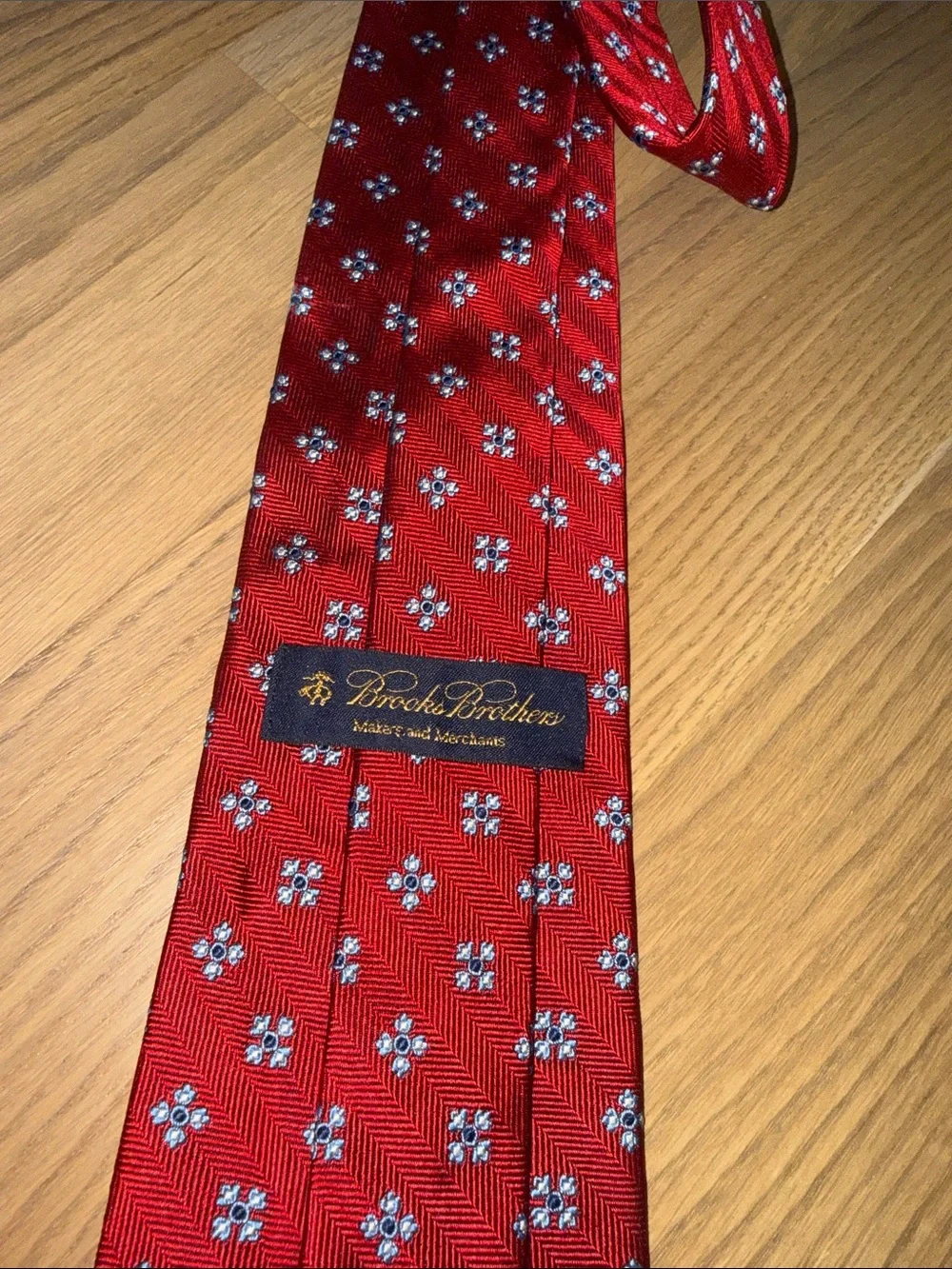 Brooks Brothers Red Silk Geometric Floral Tie